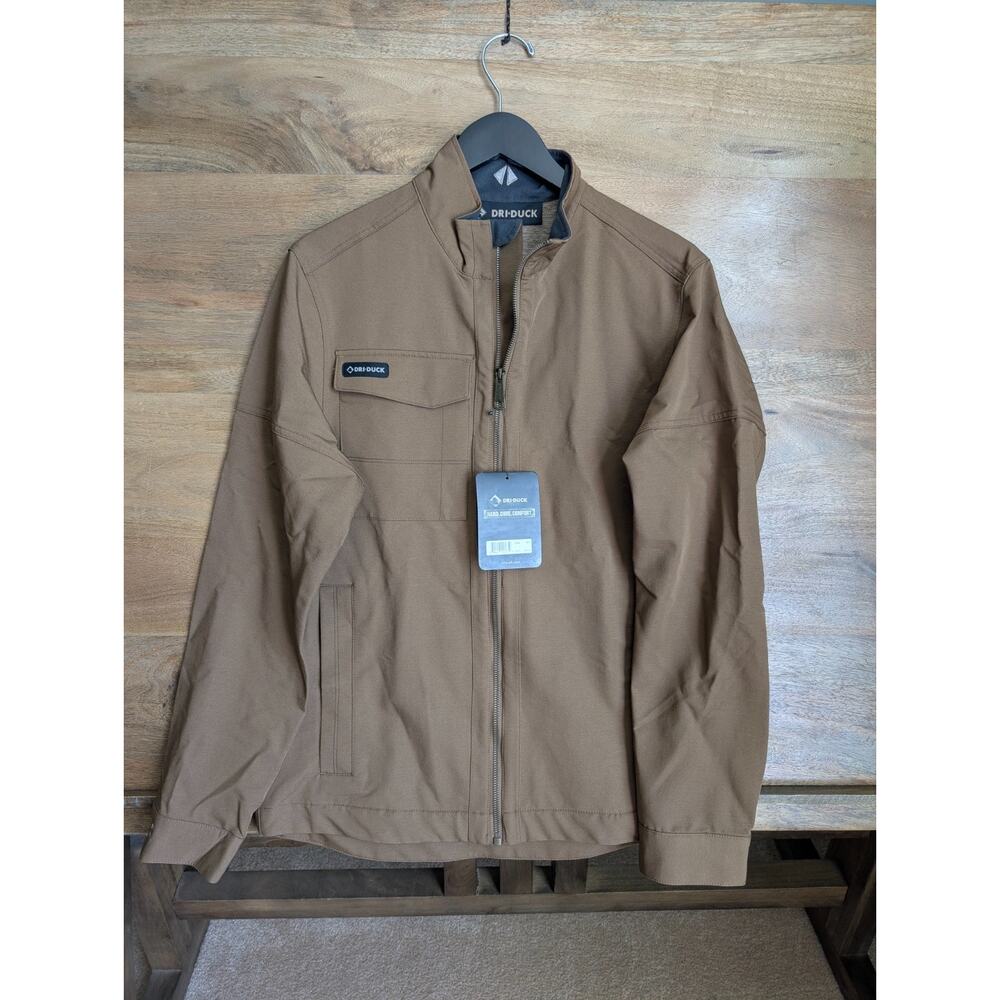 NWT Dri Duck Ace Soft Shell Jacket Mens S Brown Stretch Water Resistant Full Zip